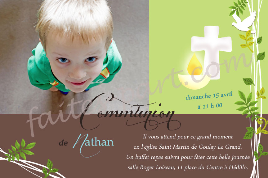 Invitation Personnalisee Pour Communion Garcon Avec Photo
